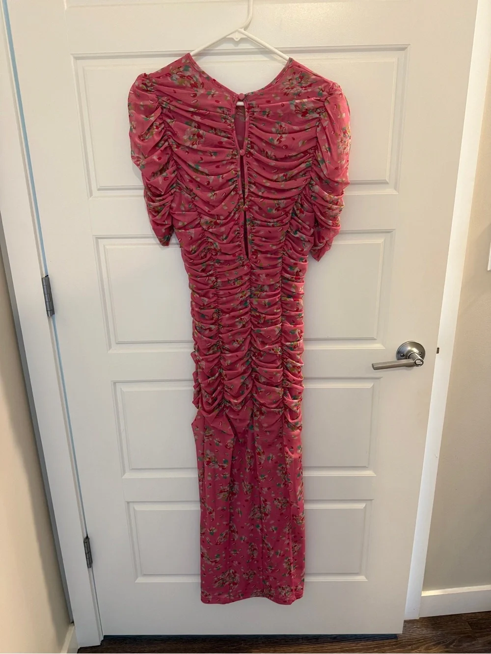 Free People Pink Floral Ruched Maxi Dress